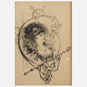 Hermann Vogel, Vignette mit Damenportrait