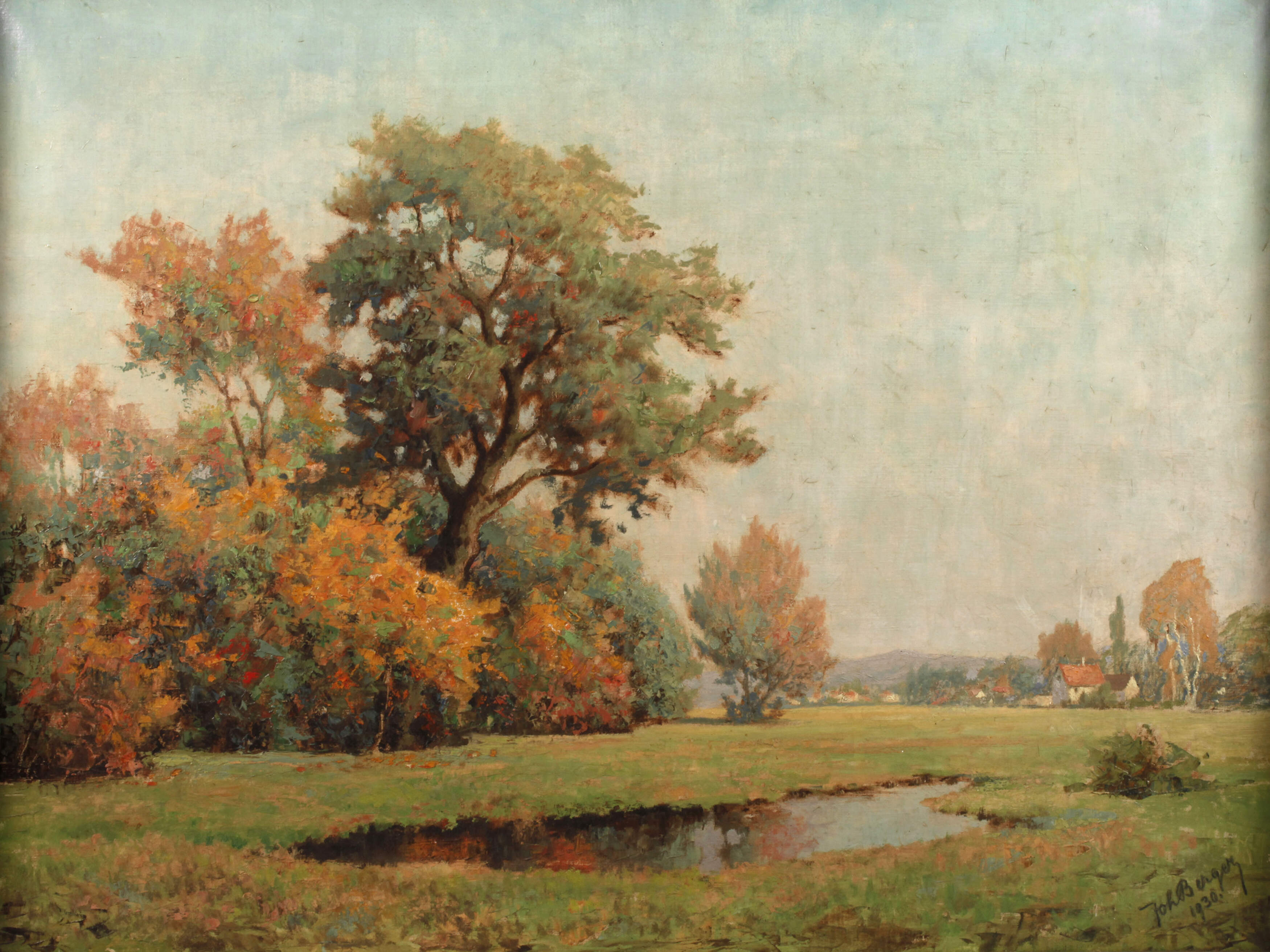 Johannes Berger, "Herbstwald am Dorf"
