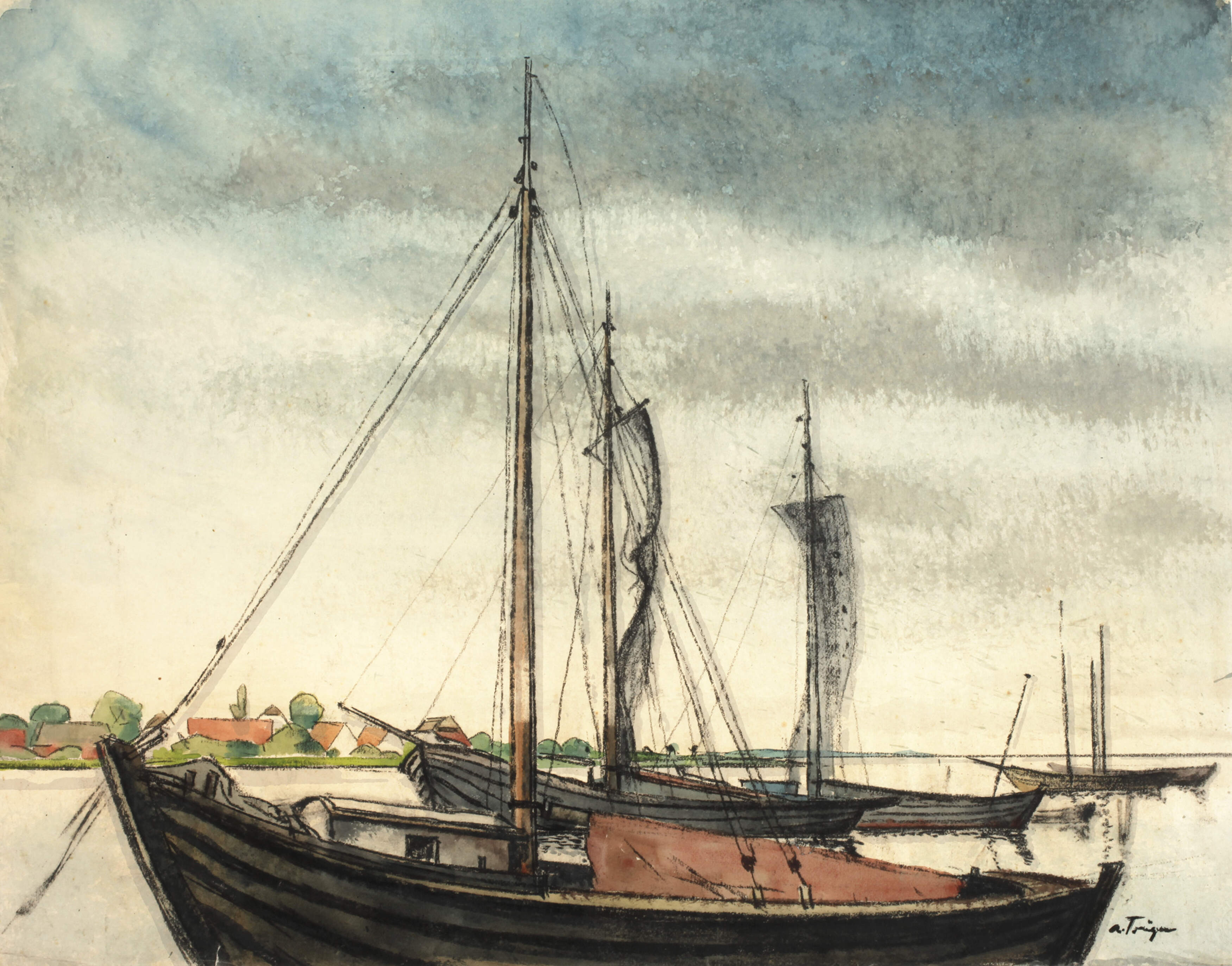 Alfred Tröger, Fischerkähne an der Ostsee