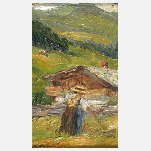 Georg Höhlig, Sennerin beim Heu wenden