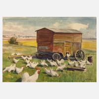 Alfred Tröger, Hühner auf der Wiese111