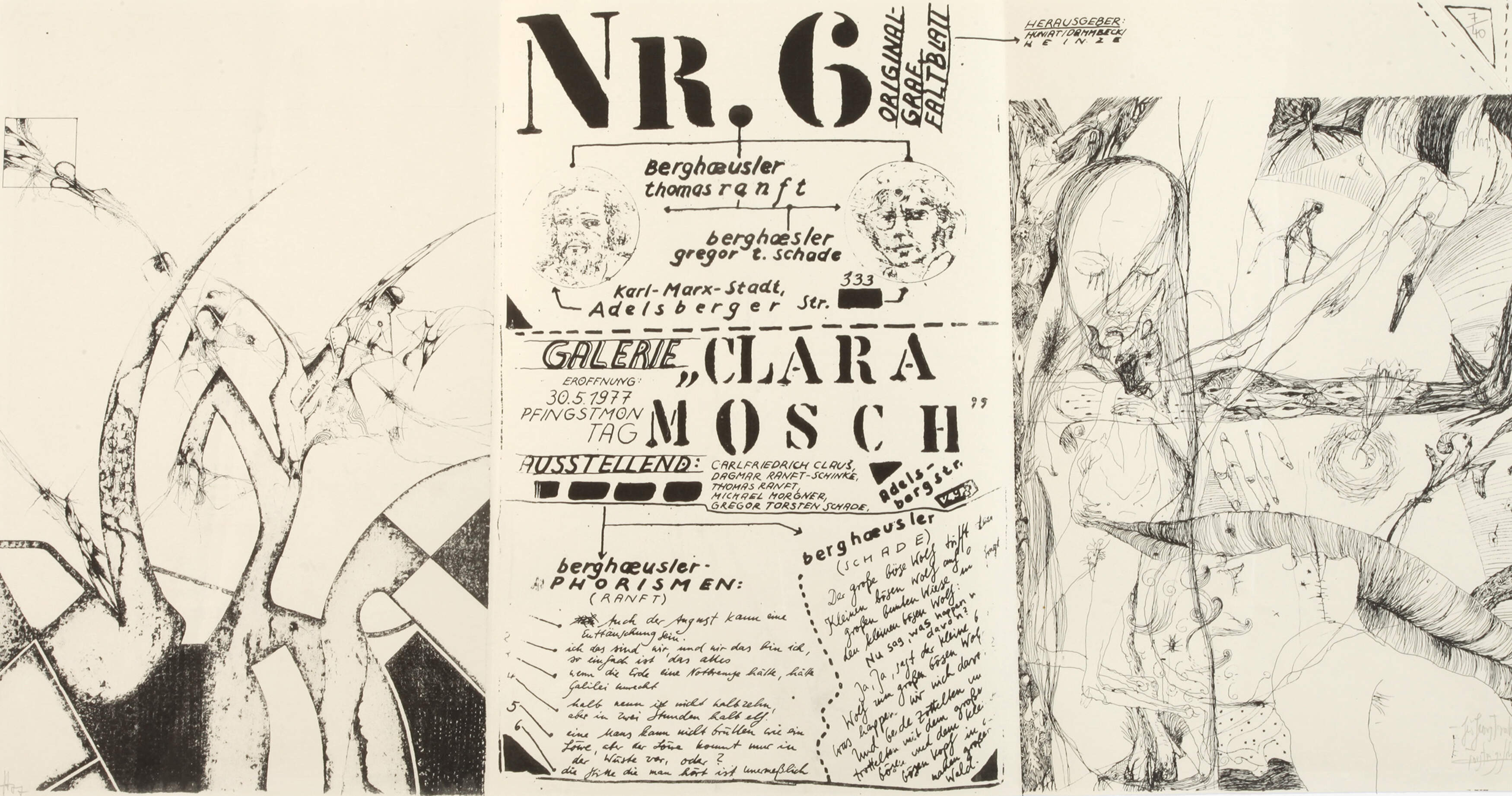 "Originalgraphisches Faltblatt" zu Clara Mosch