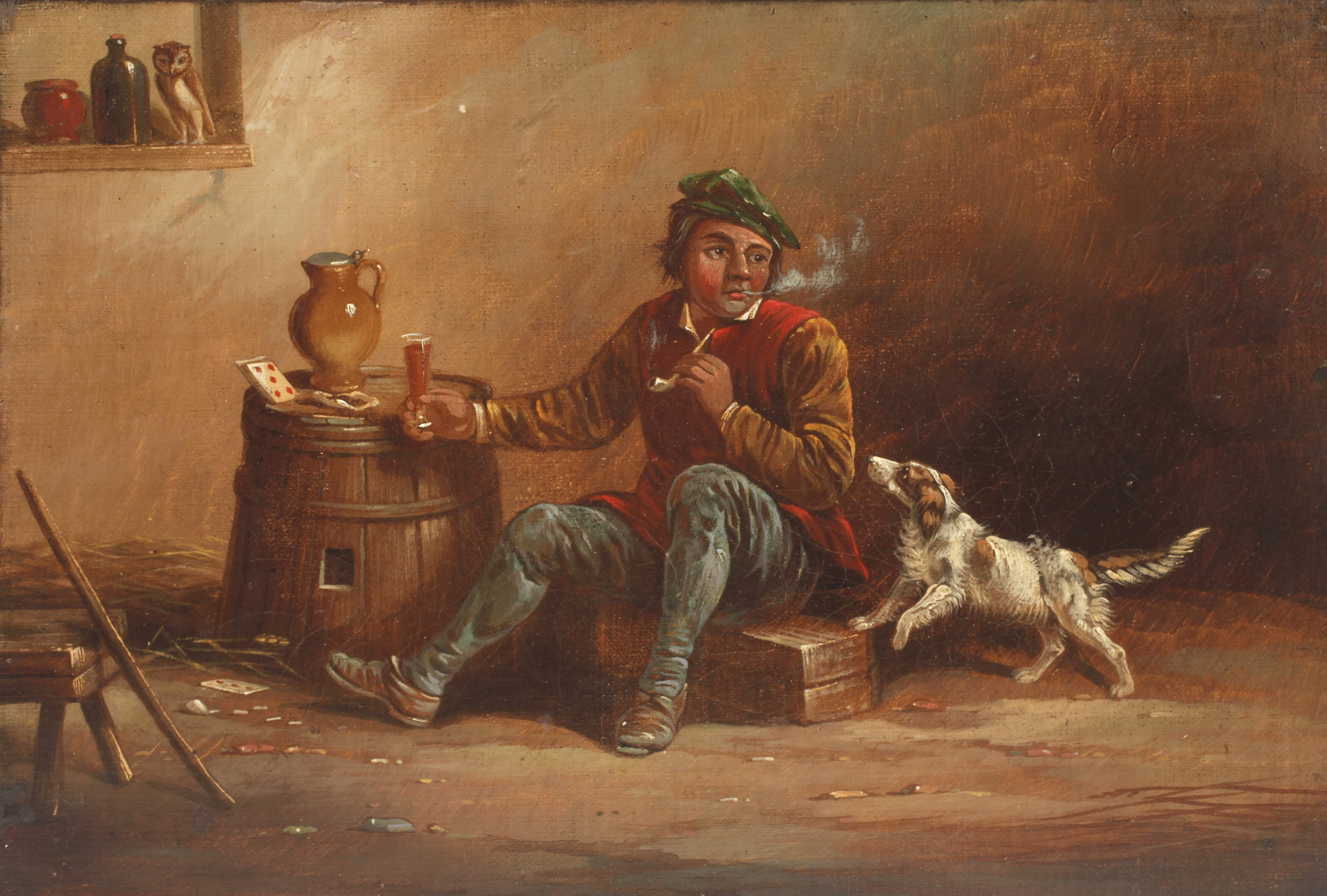 Genremaler, Trinker nach verlorenem Spiel