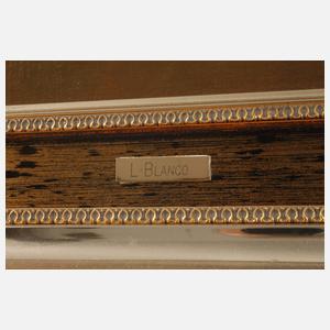 L. Blanco, Blumenstillleben mit Stieglitzen