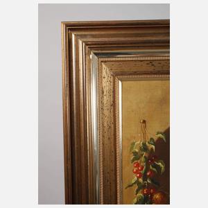 L. Blanco, Blumenstillleben mit Nymphensittich