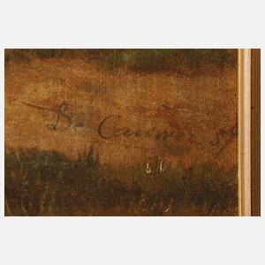 Leopold de Cauwer, Hirtin mit Schafen und Kühen