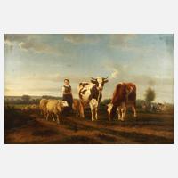 Leopold de Cauwer, Hirtin mit Schafen und Kühen111