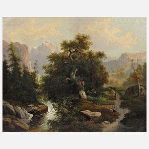 A. Melzer, Romantische Gebirgslandschaft
