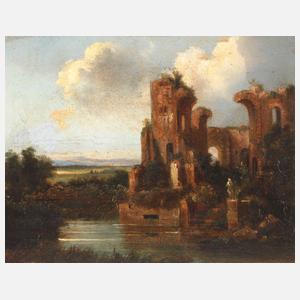 Franz Wilhelm Schiertz, attr., Burgruine am See