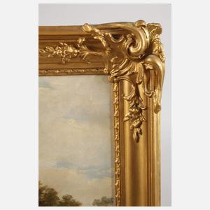 Schuhmann, Mutter und Kind Schafe treibend