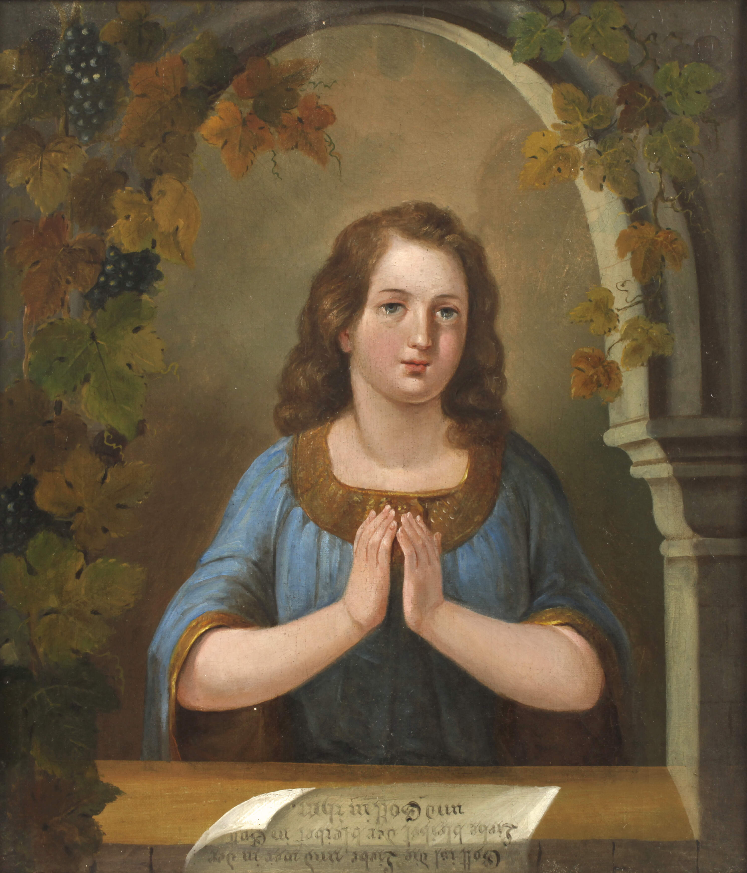 Mädchen unter Weinranken