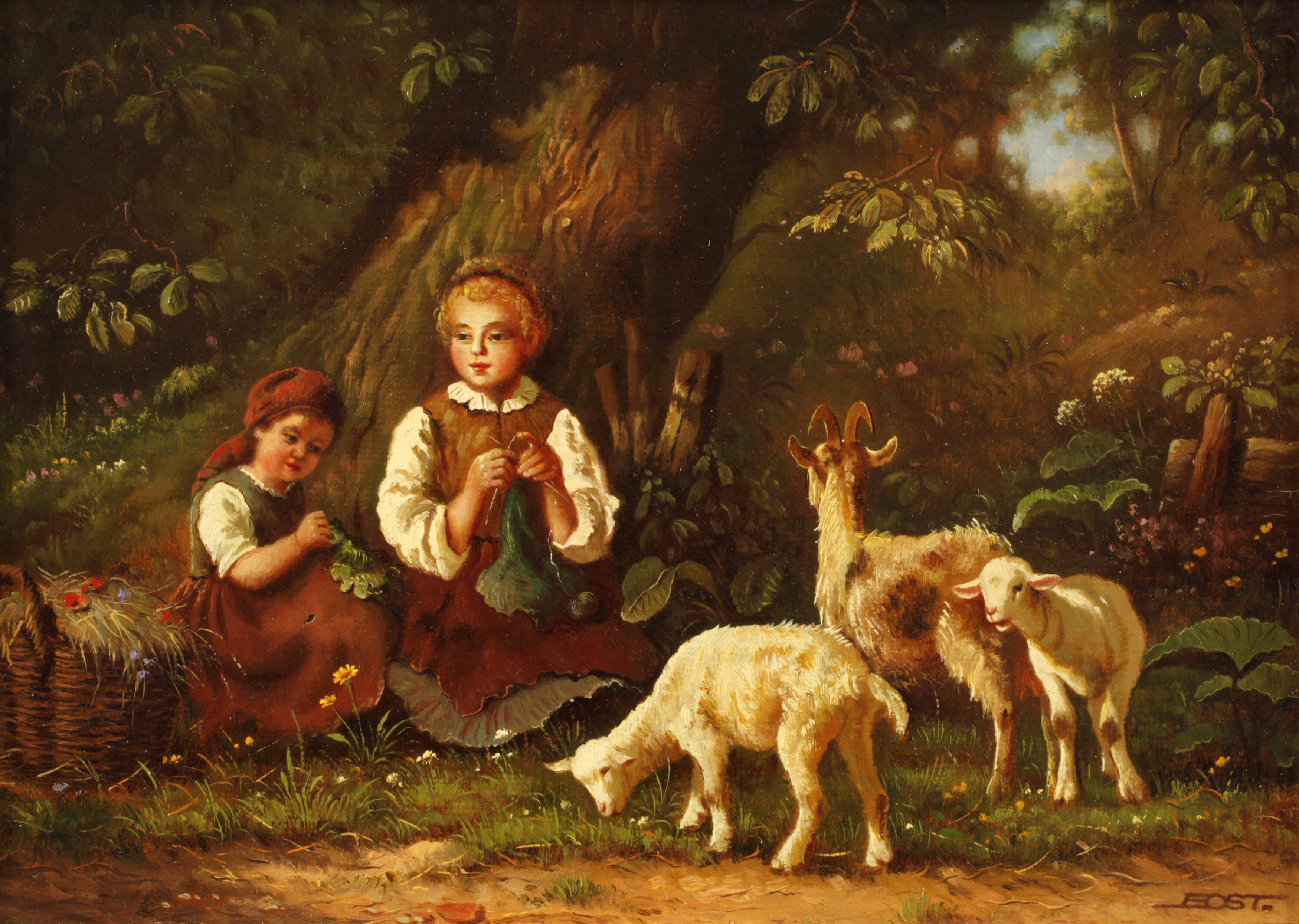 Bost, Hirtenmädchen mit Ziegen