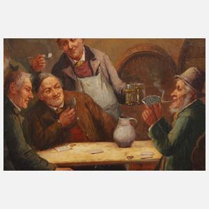 Constant Byon, attr., Kartenspieler im Weinkeller