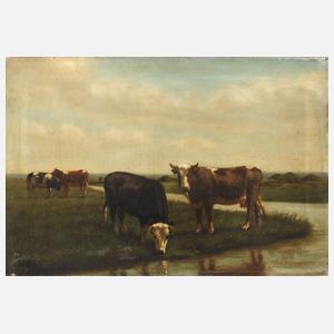 W. Gössler, Kühe an der Tränke