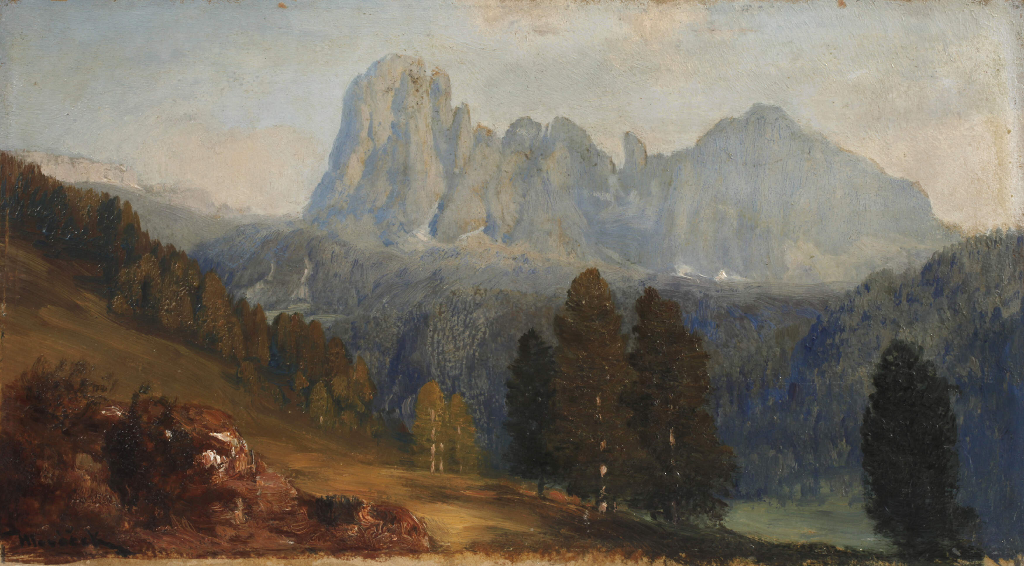 Anton Hlaváček, attr., Blick zur Langkofelgruppe