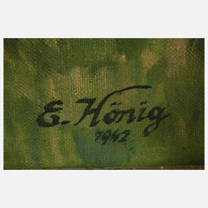 Eugen Hönig, Sommerlandschaft mit Strohpuppen