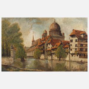 A. Köstel, Pegnitz mit Synagoge in Nürnberg