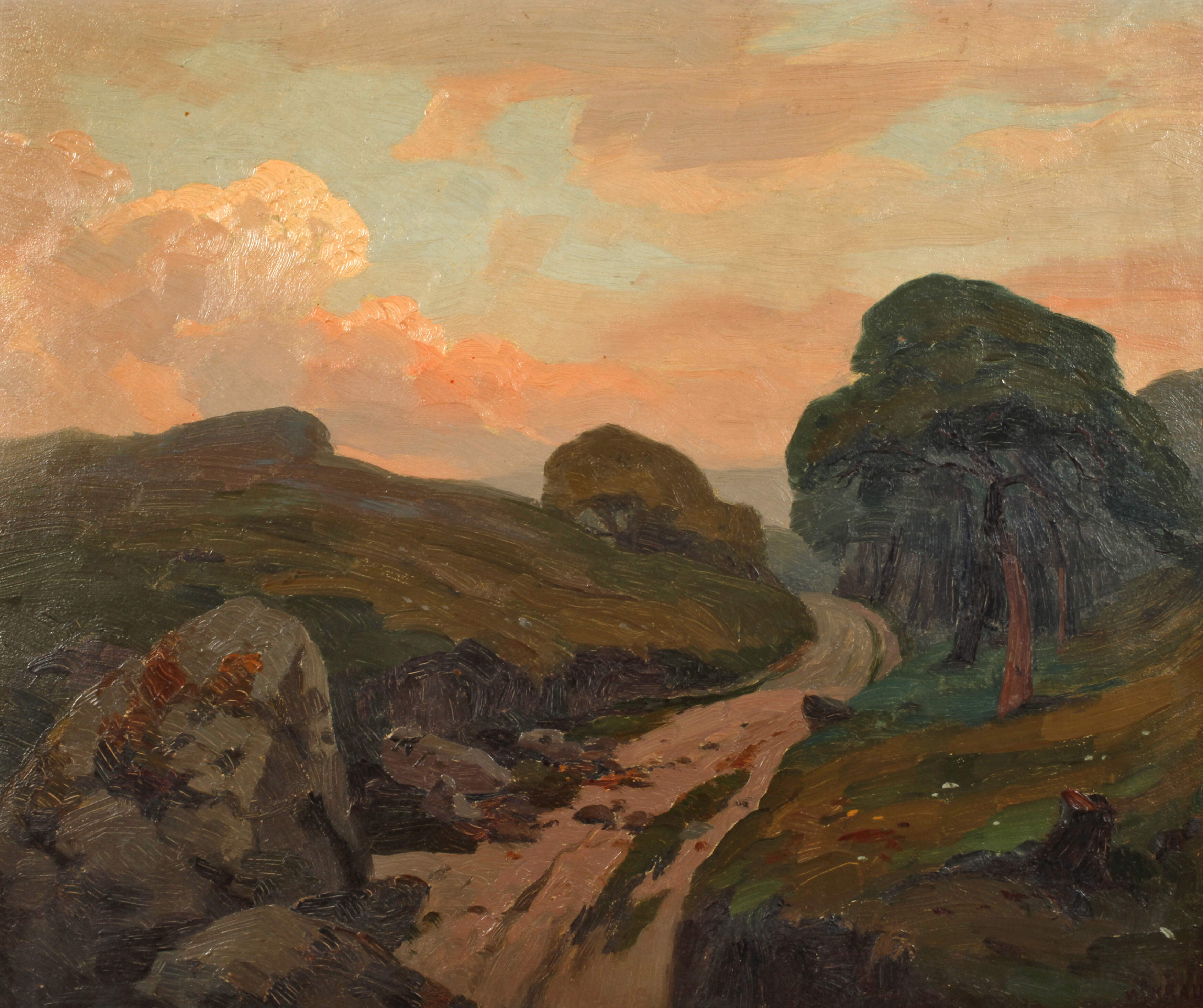 W. Kraus, Romantische Abendlandschaft