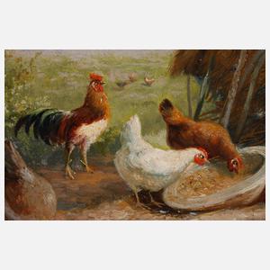 Jef Louis van Leemputten, attr., Paar Hühnerbilder