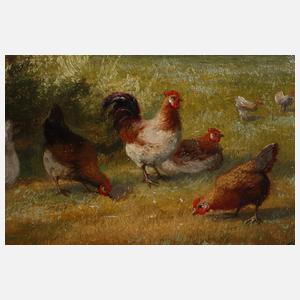 Jef Louis van Leemputten, attr., Paar Hühnerbilder