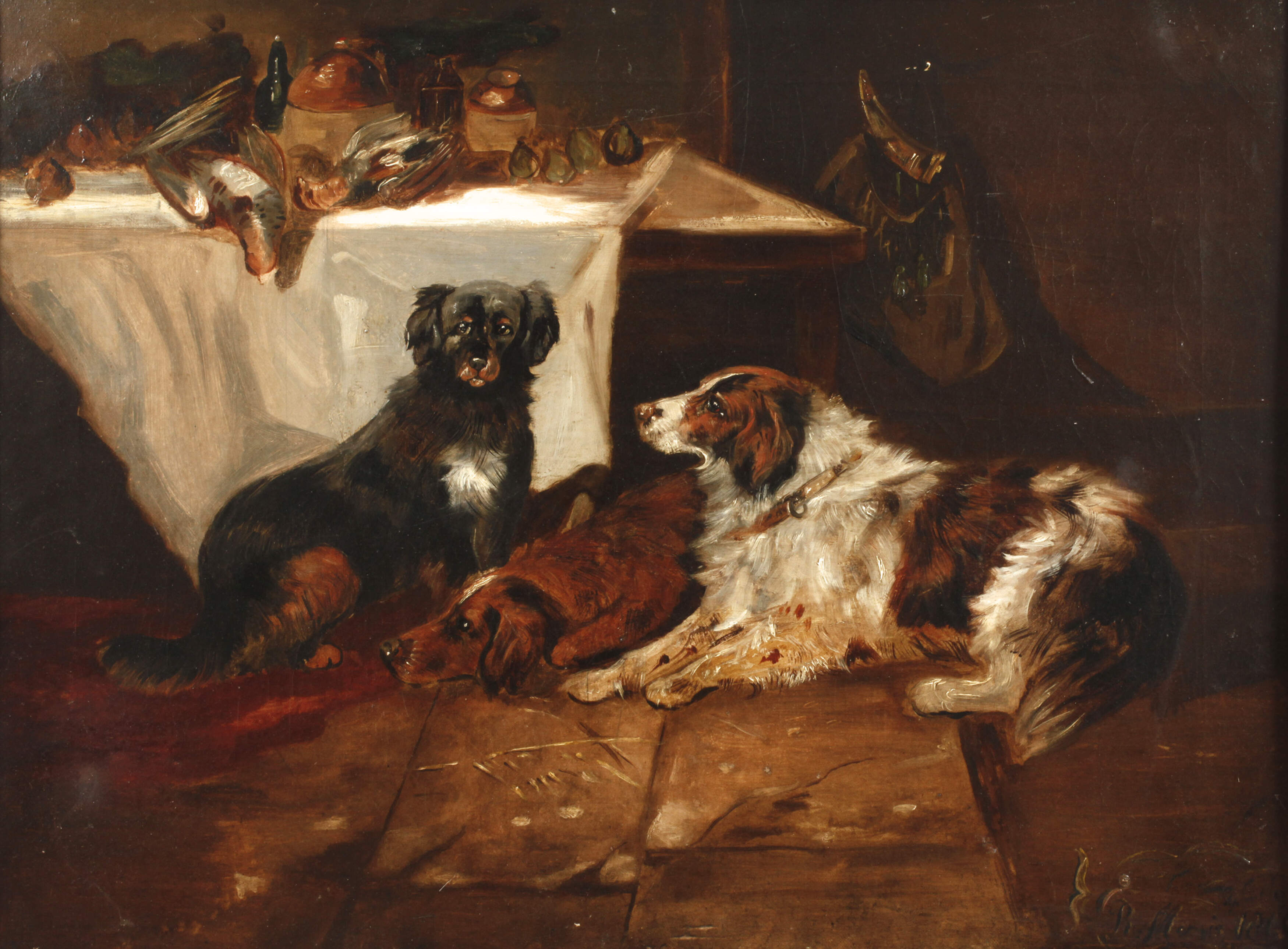 Ricardo Marín y Llovet, attr., Hunde an der Tafel