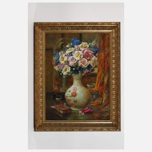 Leon Taems, Stillleben mit Rosenstrauß