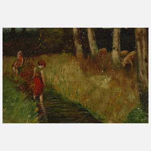 W. Thumann, Kinder am Moorgraben in Worpswede