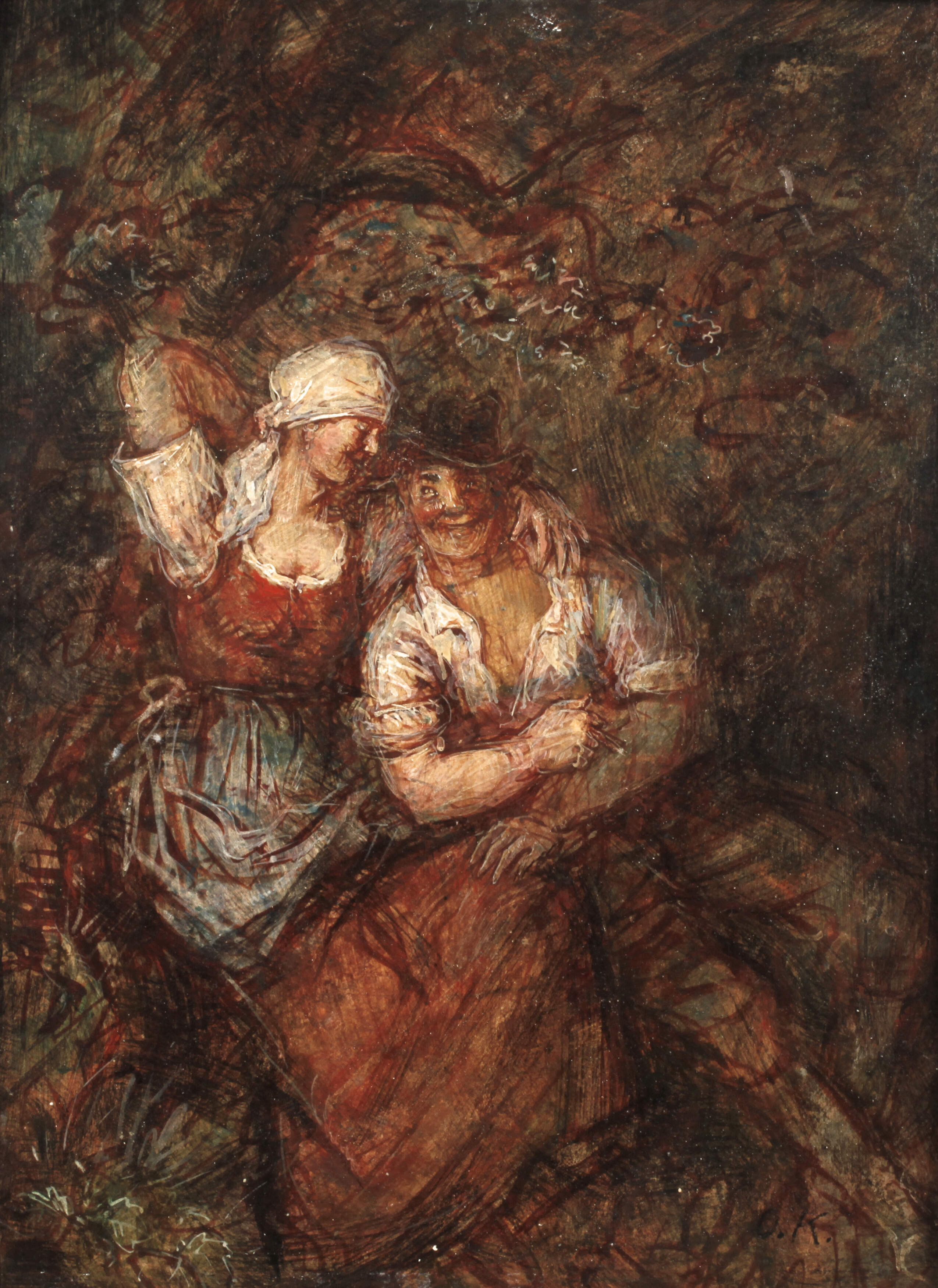 Verliebtes Bauernpaar