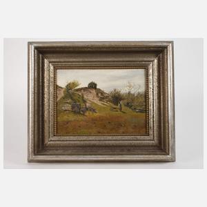 "Bergwiese mit Bäuerin und Schubkarren"