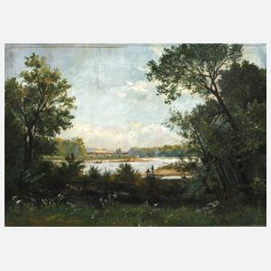 Flusslandschaft mit Anglern