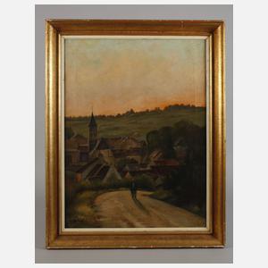 Jules Guérin, Wanderer vor dörflicher Abendkulisse