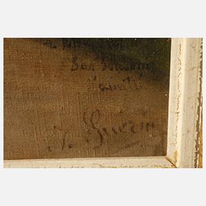 Jules Guérin, Wanderer vor dörflicher Abendkulisse