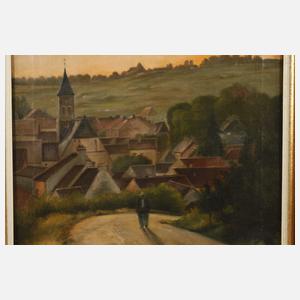 Jules Guérin, Wanderer vor dörflicher Abendkulisse