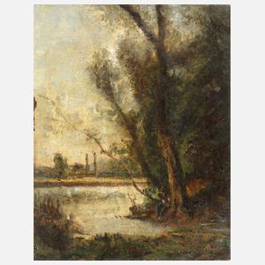 Henri Joseph Harpignies, attr., Flusslandschaft