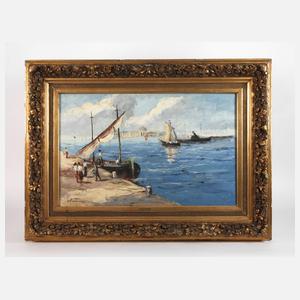 Georges Lapchine, Fischerboote vor Stadtkulisse