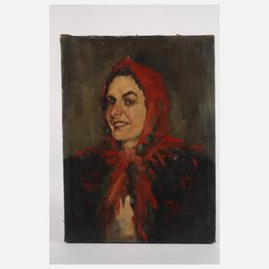 Dame mit rotem Kopftuch