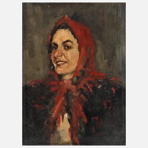 Dame mit rotem Kopftuch