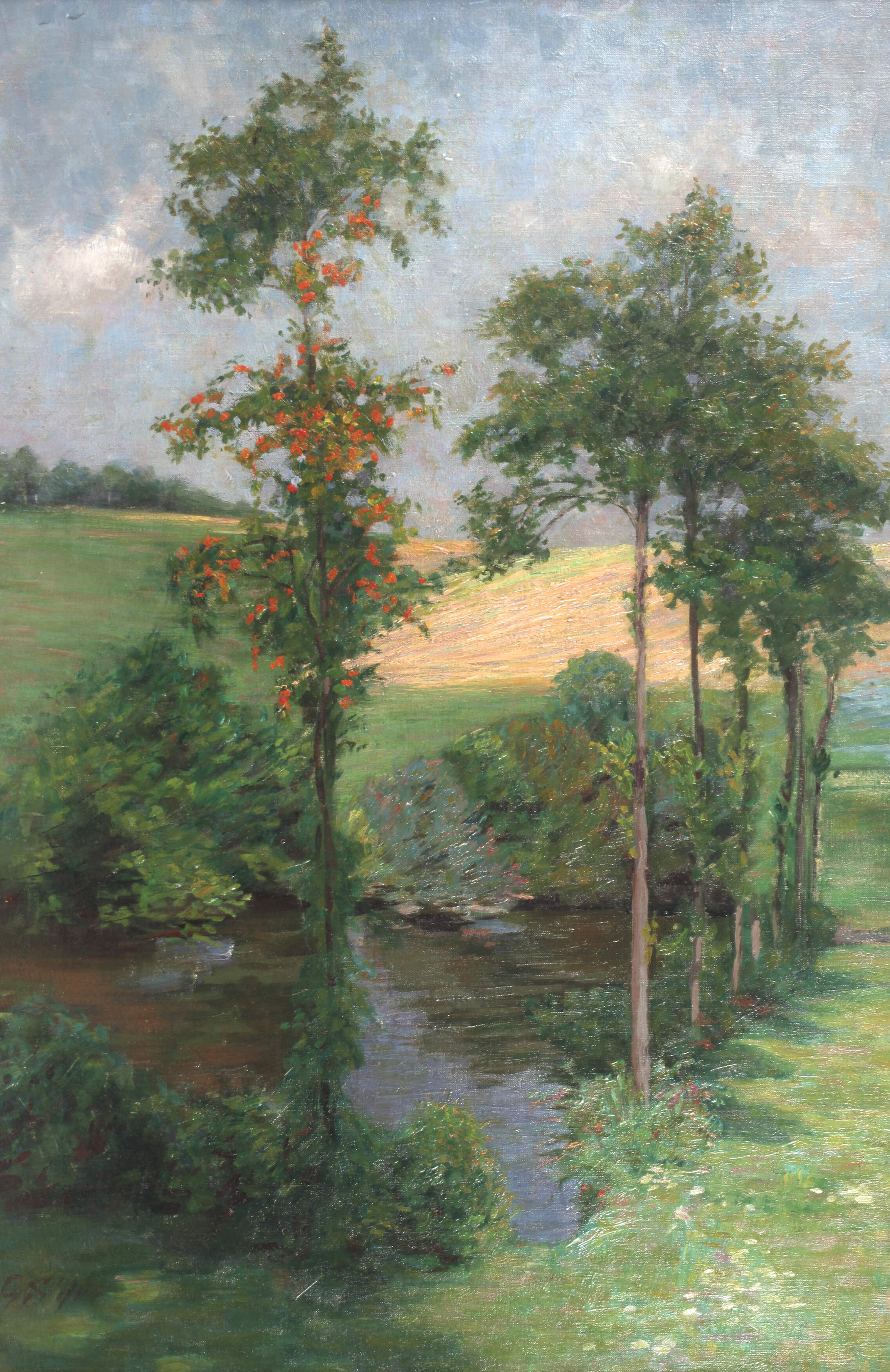 Spätsommerlandschaft mit Vogelbeerbaum