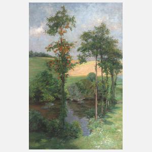 Spätsommerlandschaft mit Vogelbeerbaum