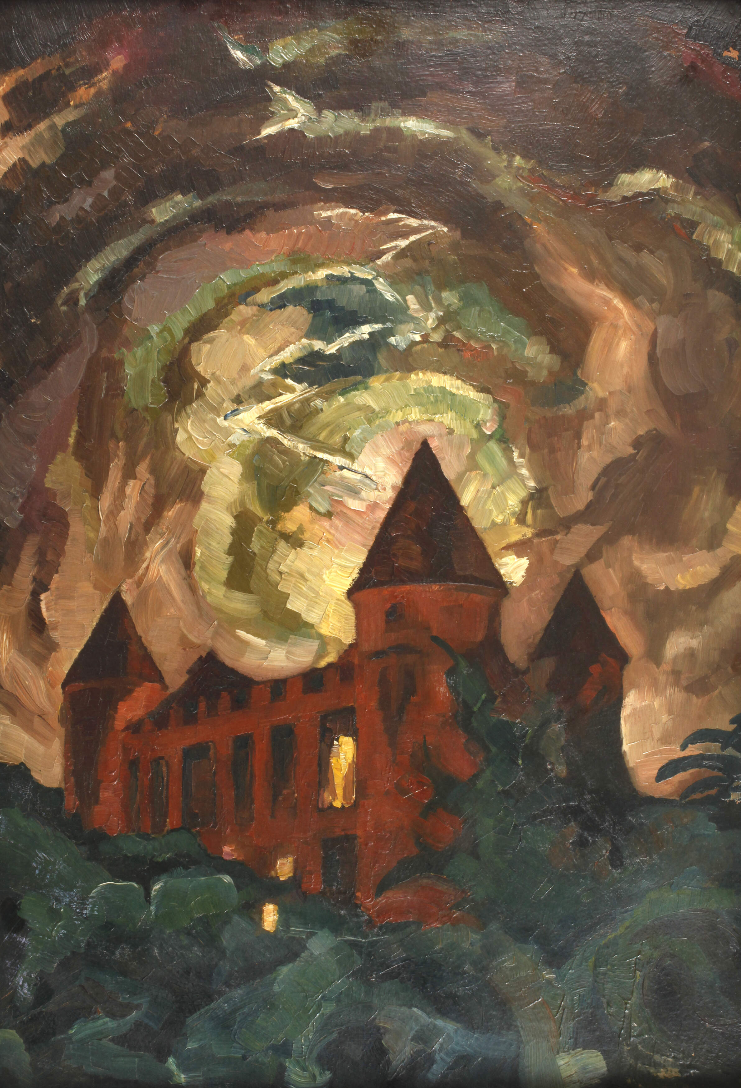 Gino von Finetti, attr., Gewitter über Burgruine