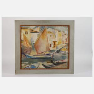 Otto Friedrich Weber, "Häuser und Schiffe am Kanal"