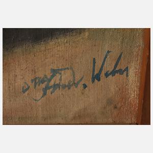 Otto Friedrich Weber, "Häuser und Schiffe am Kanal"