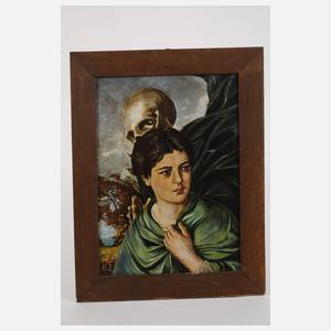 Symbolistische Darstellung von Mädchen und Tod