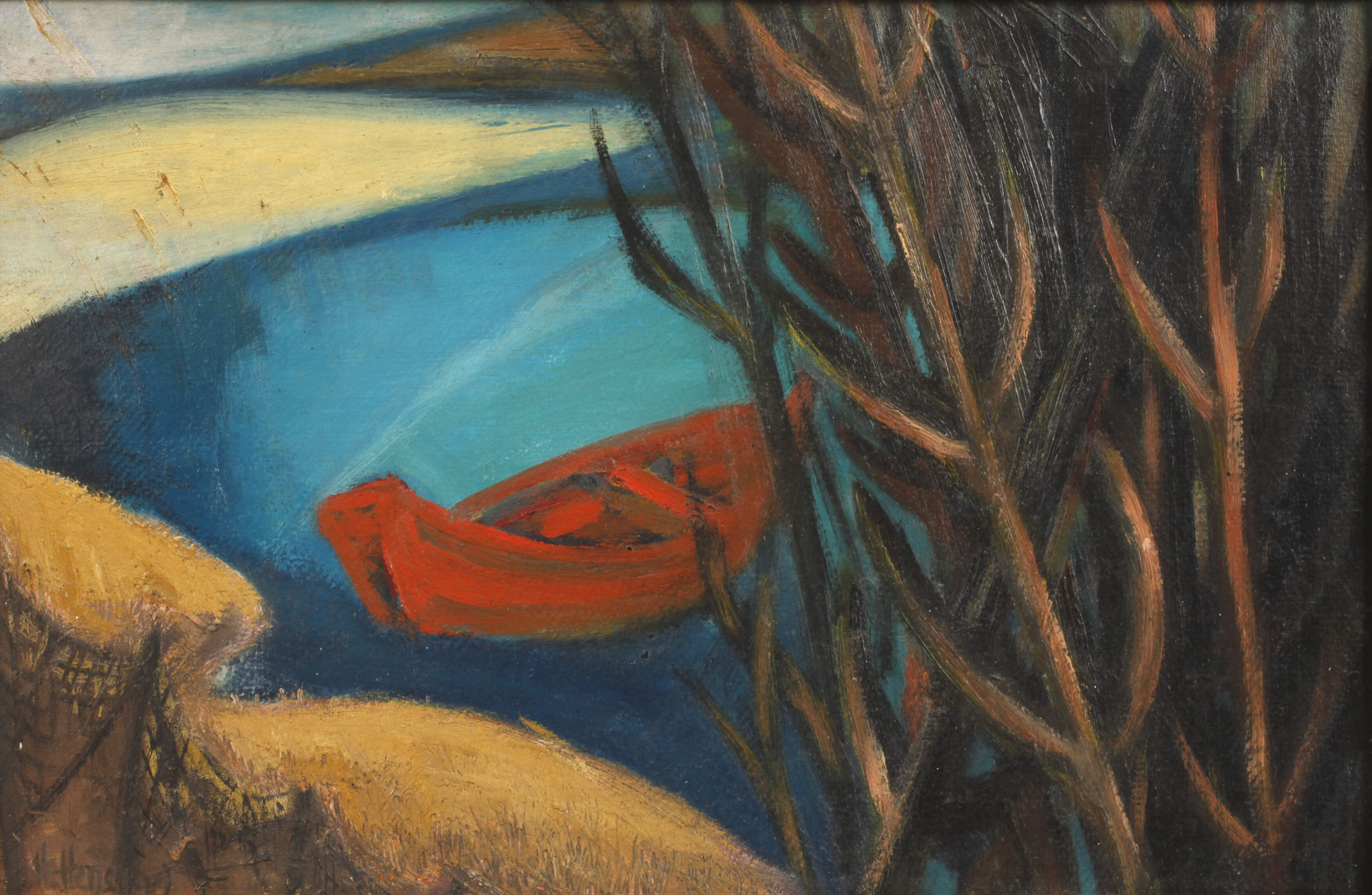 Henschel, Expressionistische Landschaft mit Boot