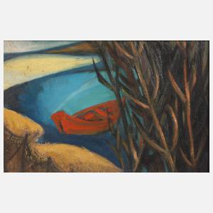 Henschel, Expressionistische Landschaft mit Boot
