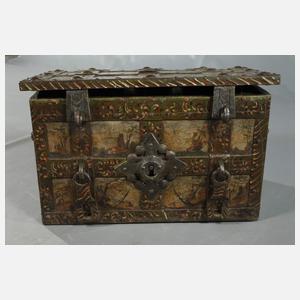 Seltene bemalte Eisentruhe