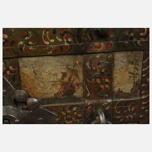 Seltene bemalte Eisentruhe