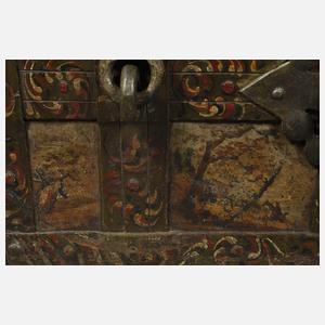 Seltene bemalte Eisentruhe