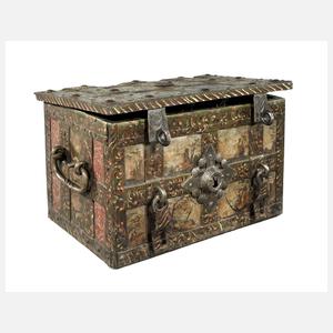 Seltene bemalte Eisentruhe