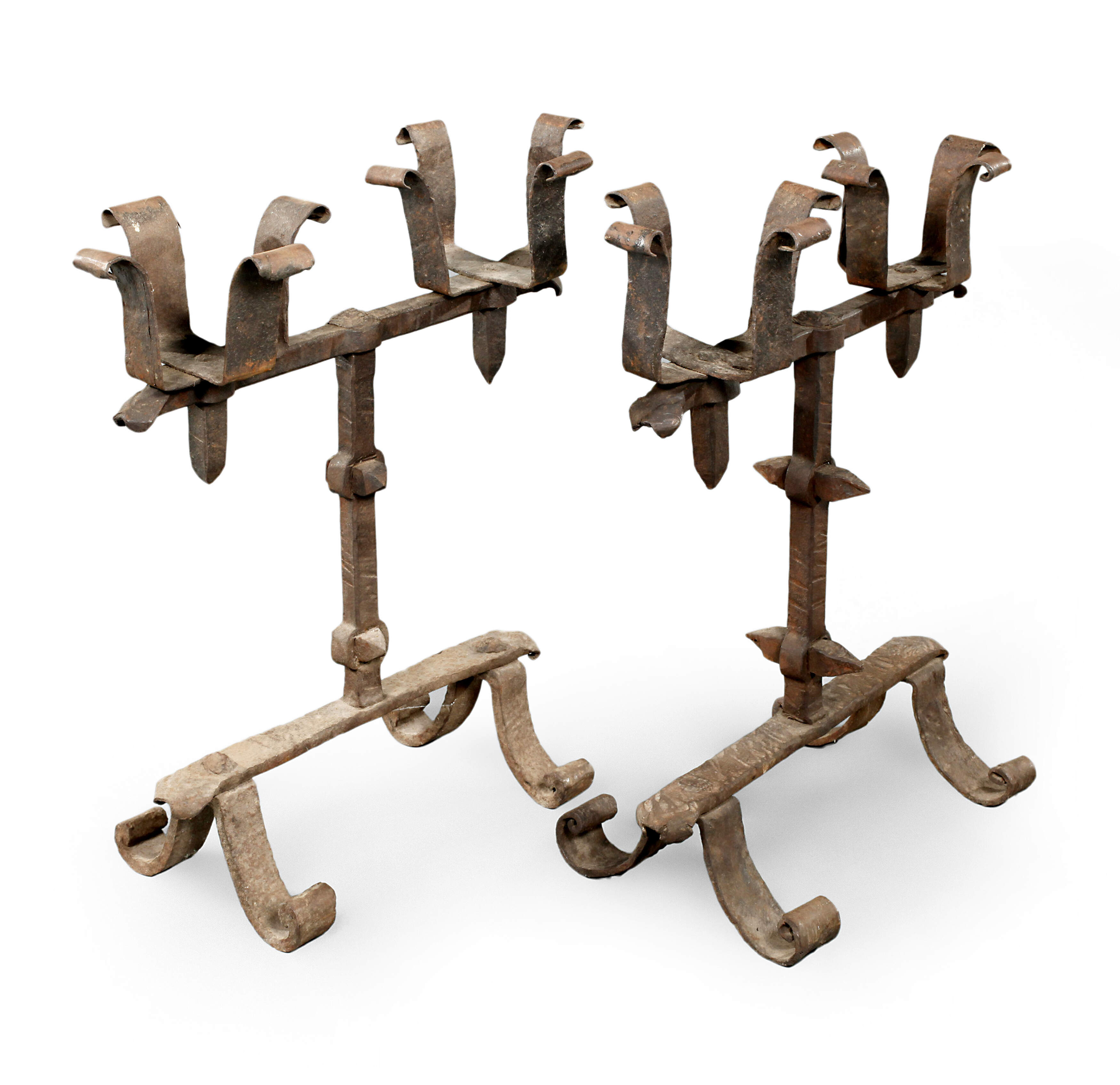 Paar spätgotische Kaminkerzenleuchter